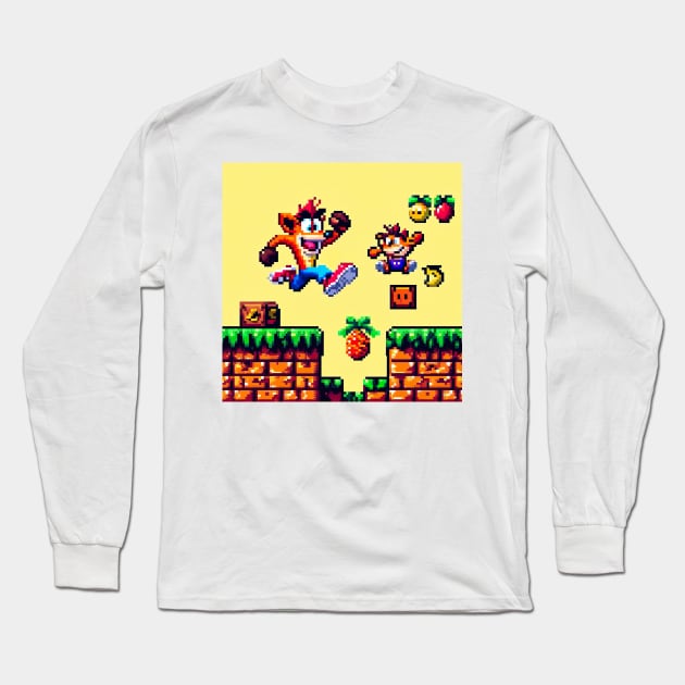 8Bit Crash Bandicoot Platform Long Sleeve T-Shirt by SNAustralia